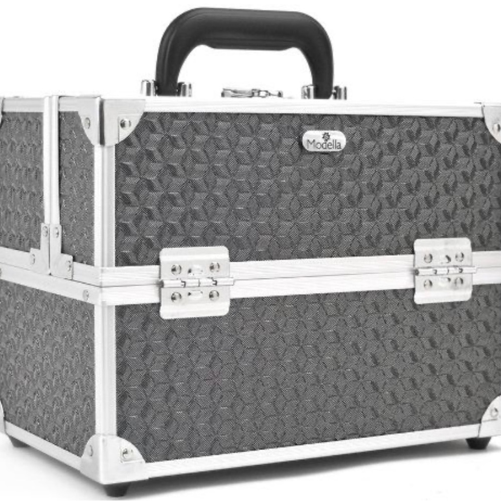 MODELLA Makeup Train Case Portable Cosmetic Box Jewelry Organizer Lockable